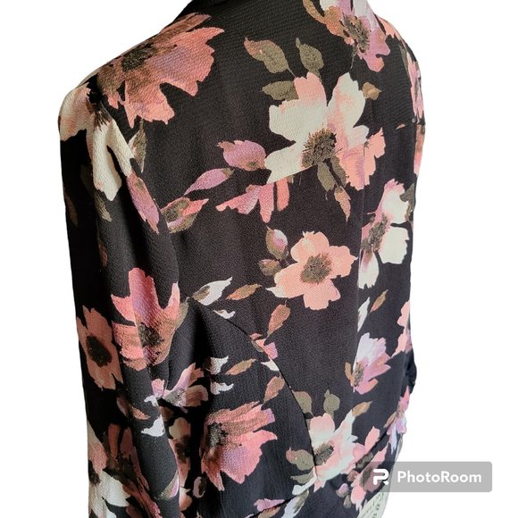 Women's Iris Los Angeles Crepe Crop Waterfall Floral Office Casual Cardi… - Picture 3 of 7